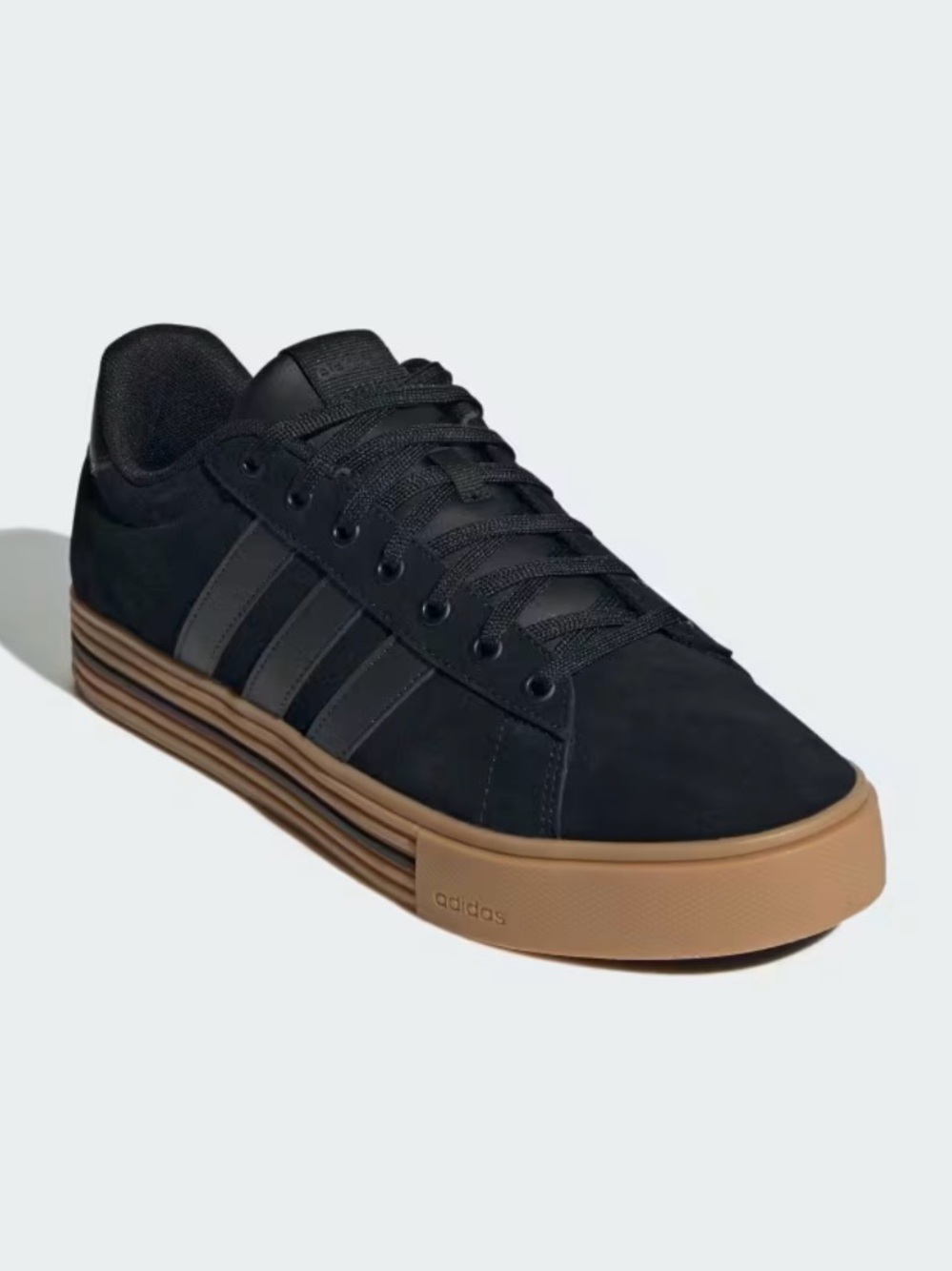 Adidas Men’s Size 12 Daily 4.0 Black/Gum Leather Casual Sneakers NEW IN BOX